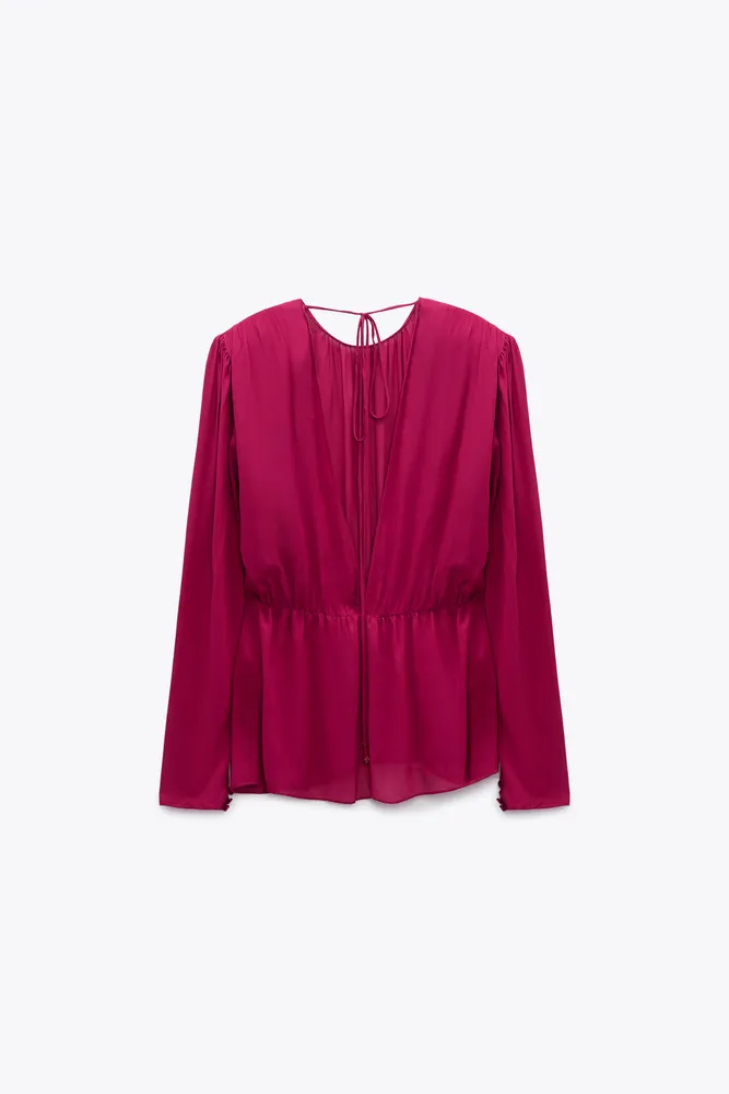 SEMI-SHEER BLOUSE WITH SHOULDER PADS