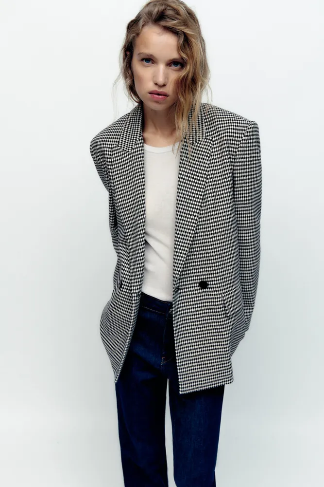 OVERSIZED DOUBLE BREASTED HOUNDSTOOTH BLAZER