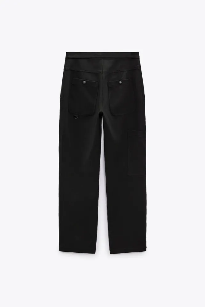 ZARA Pants Women XS Blue Black Slim Leg Damask Print Zipper Clasps Pockets  - $26 - From Dawn