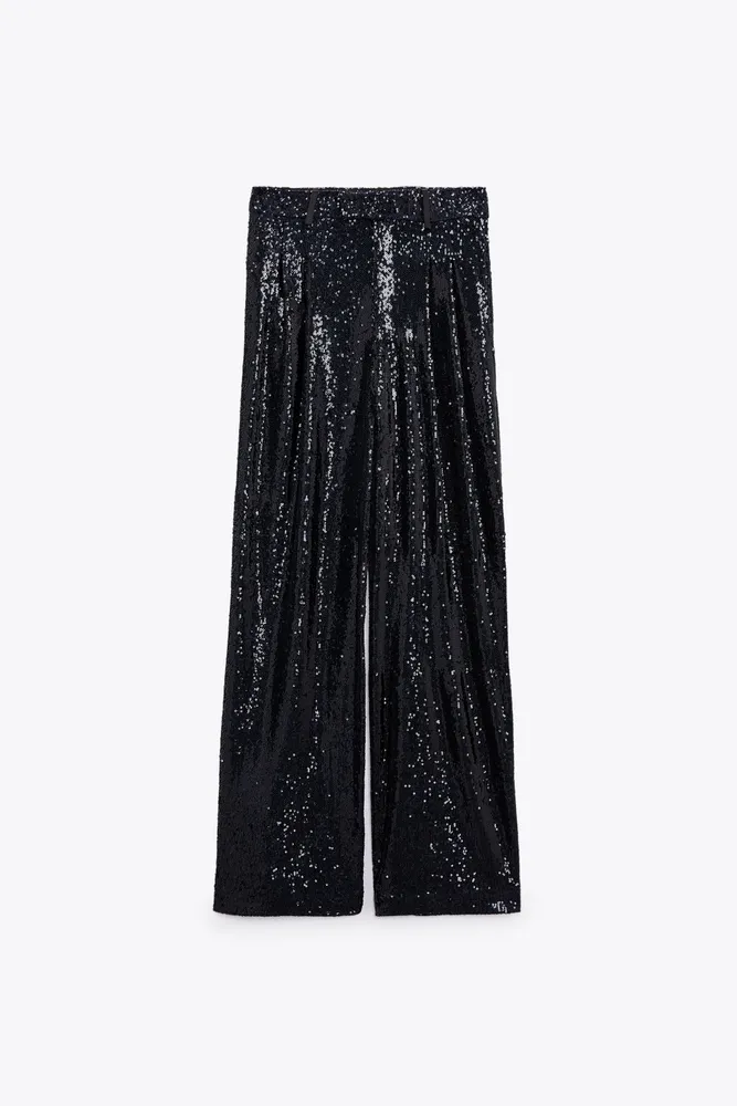 cheap order store Rare! Zara Black See Through Lace Sequin Pants XS L