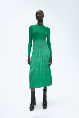 zara pleated knit dress