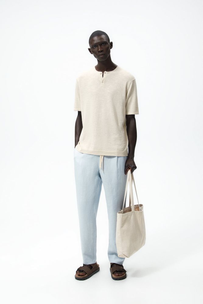 T-SHIRT EN MAILLE DE RAMIE ET COTON
