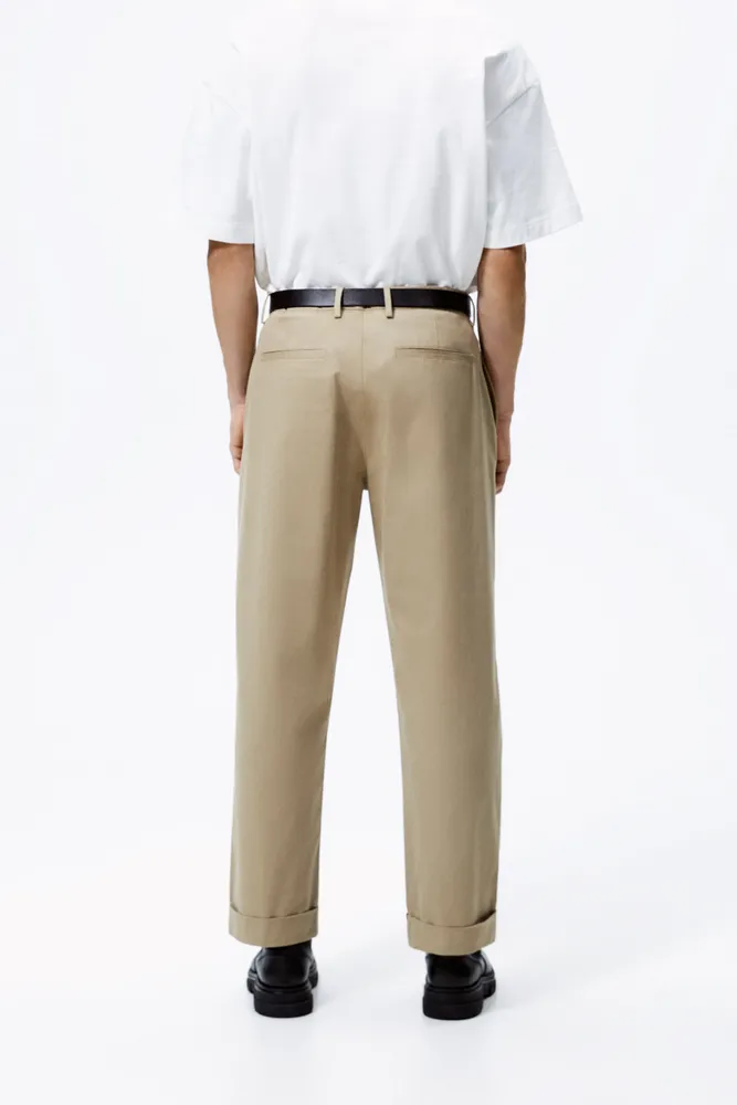 TOPSTITCHED WIDE FIT PANTS