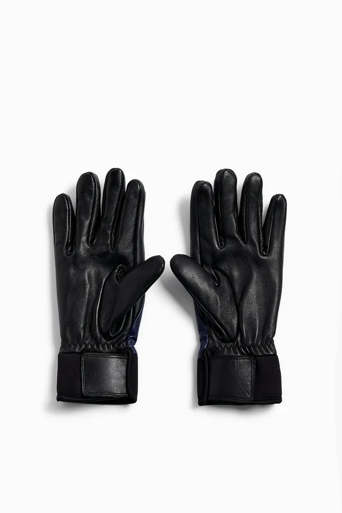 CONTRAST LEATHER GLOVES