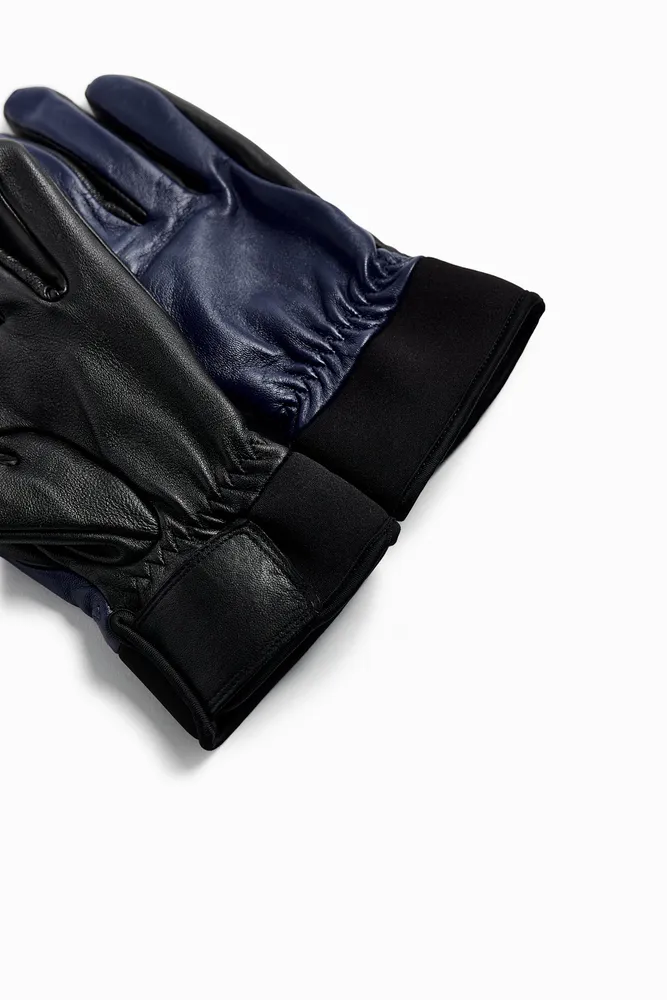 CONTRAST LEATHER GLOVES