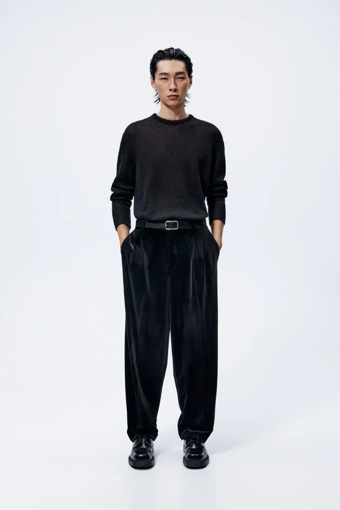 Zara Womens Velvet Pants Size M Medium Black Trousers Leggings VGC
