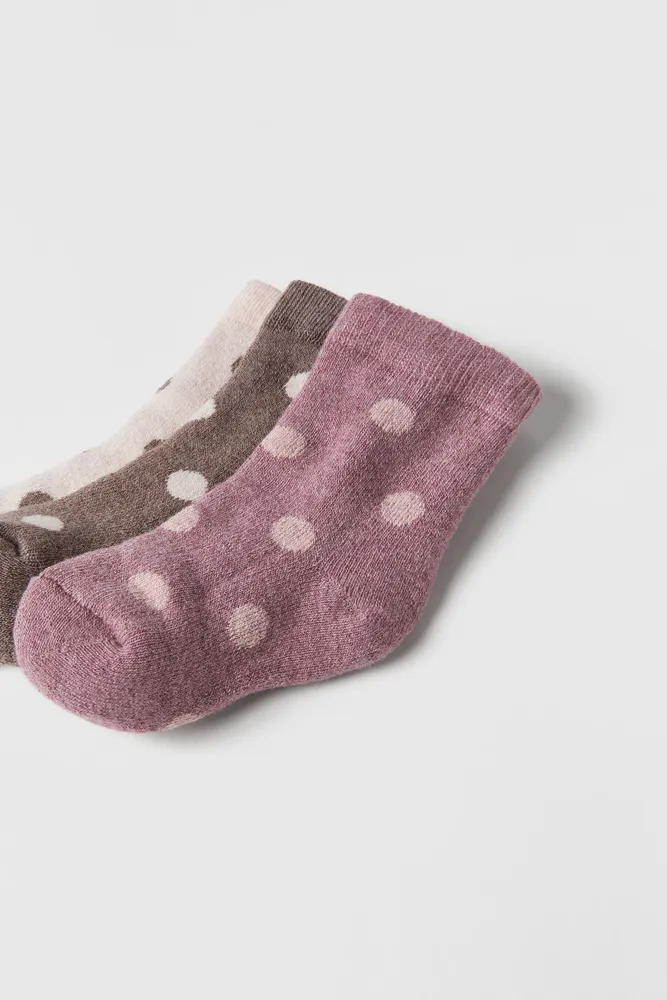 BABY/ THREE-PACK OF DOTTED TERRYCLOTH SOCKS