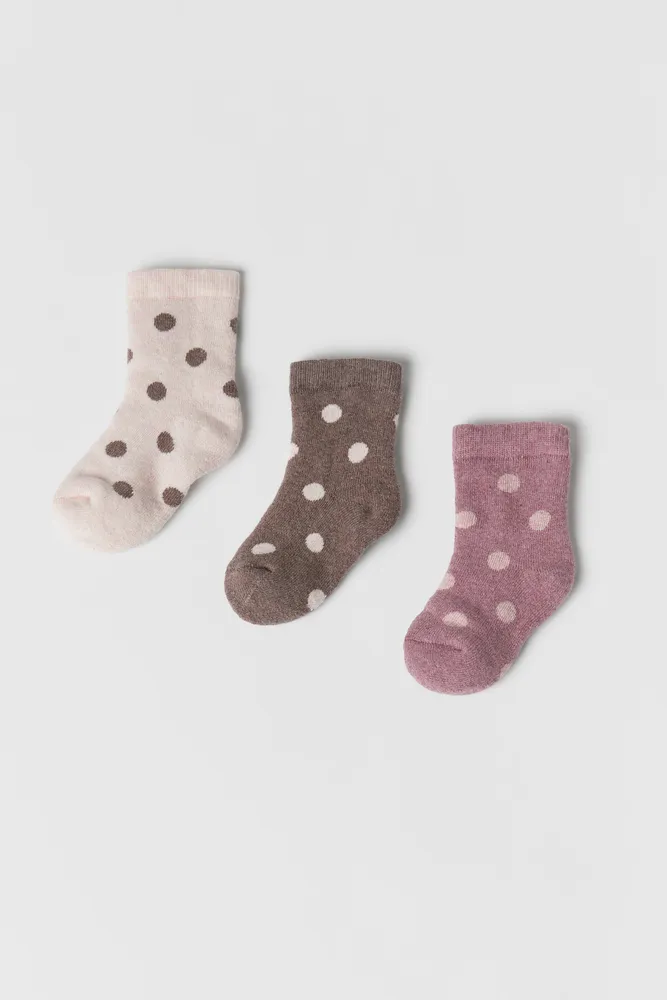 BABY/ THREE-PACK OF DOTTED TERRYCLOTH SOCKS