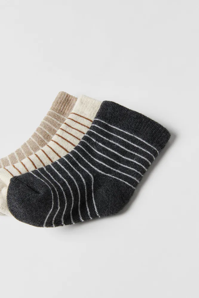 BABY/ THREE-PACK OF STRIPED TERRYCLOTH SOCKS