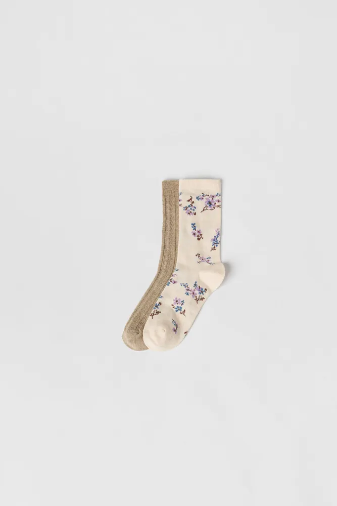 KIDS/ TWO-PACK OF TEXTURED FLORAL SOCKS