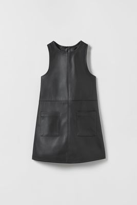 FAUX LEATHER PINAFORE DRESS