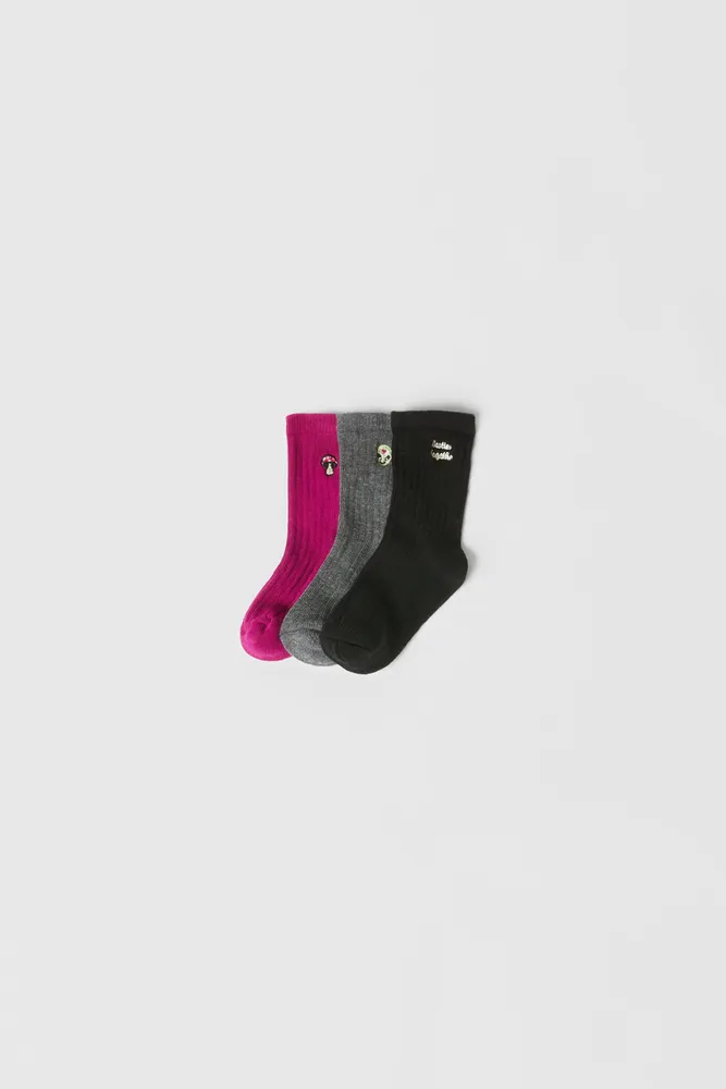BABY/ THREE-PACK OF LONG EMBROIDERED SOCKS