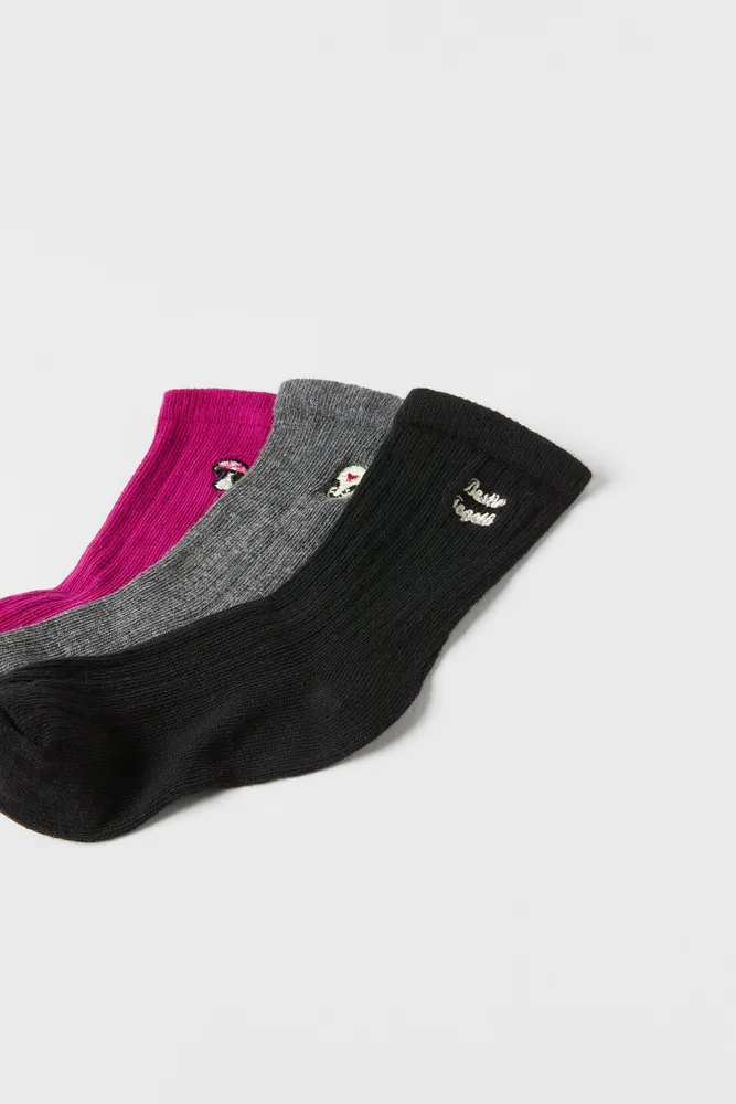 BABY/ THREE-PACK OF LONG EMBROIDERED SOCKS