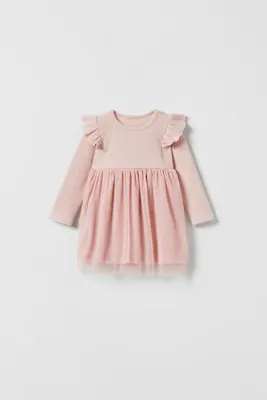 COMBINATION TULLE SOFT TOUCH DRESS