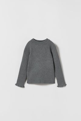 RIBBED KNIT MOCK NECK SWEATER