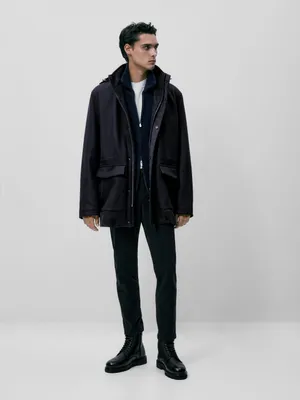 Short wool blend coat with removable lining