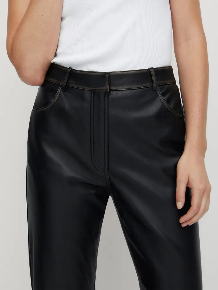 Black Faux Leather Straight Leg Tailored Trousers | TALLY WEiJL Germany