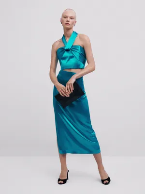 Satin skirt with seam detail -Studio