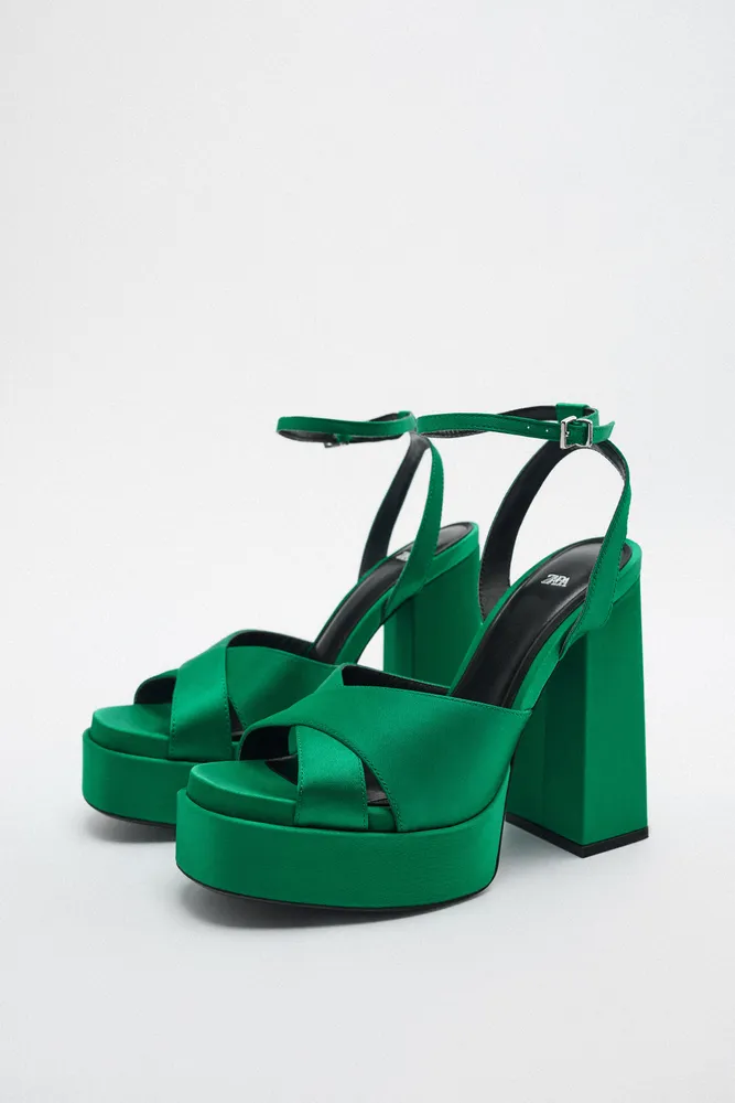 ZARA 2022-23FW DENIM PLATFORM SANDALS (3359/010)  Platform sandals heels,  Strappy platform heels, Platform sandals