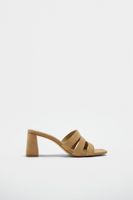 STRAPPY MID-HEIGHT HEELED SUEDE SANDALS