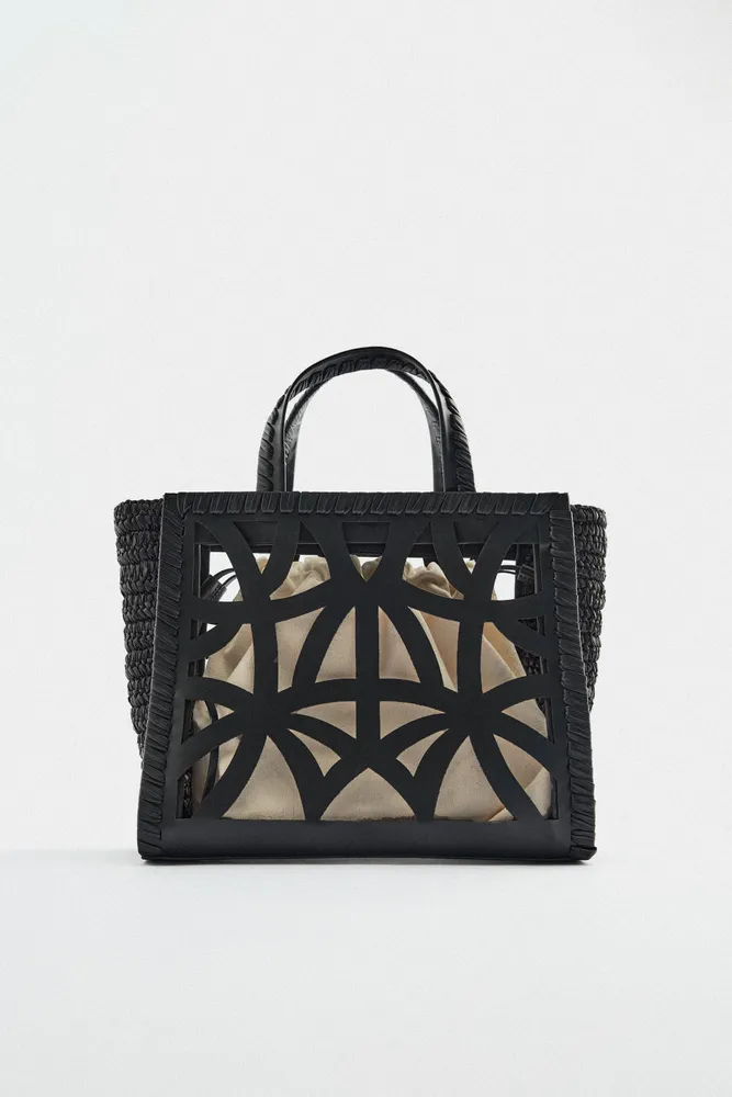 LEATHER CUT OUT TOTE BAG