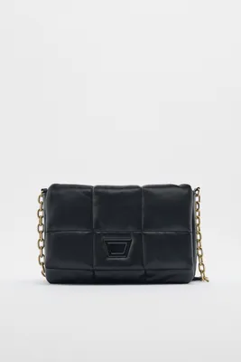 QUILTED CROSSBODY BAG WITH METALLIC DETAIL