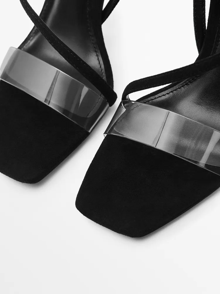 High-heel suede sandals with vinyl vamp - Studio