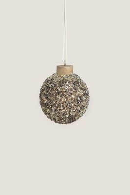 WOODEN AND GLITTER CHRISTMAS ORNAMENT