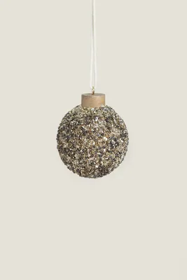 WOODEN AND GLITTER CHRISTMAS ORNAMENT