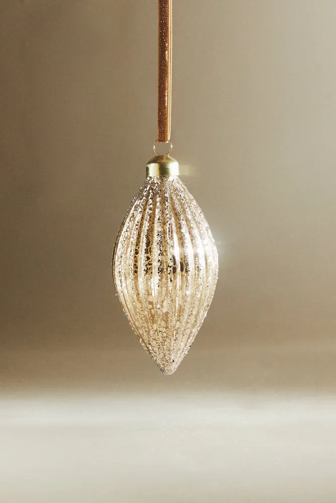 MERCURIZED DROP CHRISTMAS ORNAMENT WITH RAISED DESIGN