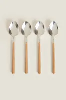BOX 4 SPOONS WITH ROUND HANDLE DETAIL