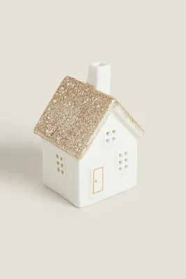 DECORATIVE HOUSE WITH LIGHT AND GLITTER
