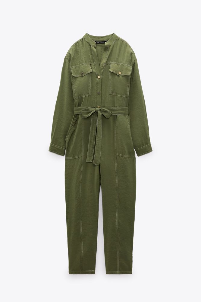 JUMPSUIT WITH CONTRASTING TOPSTITCHING