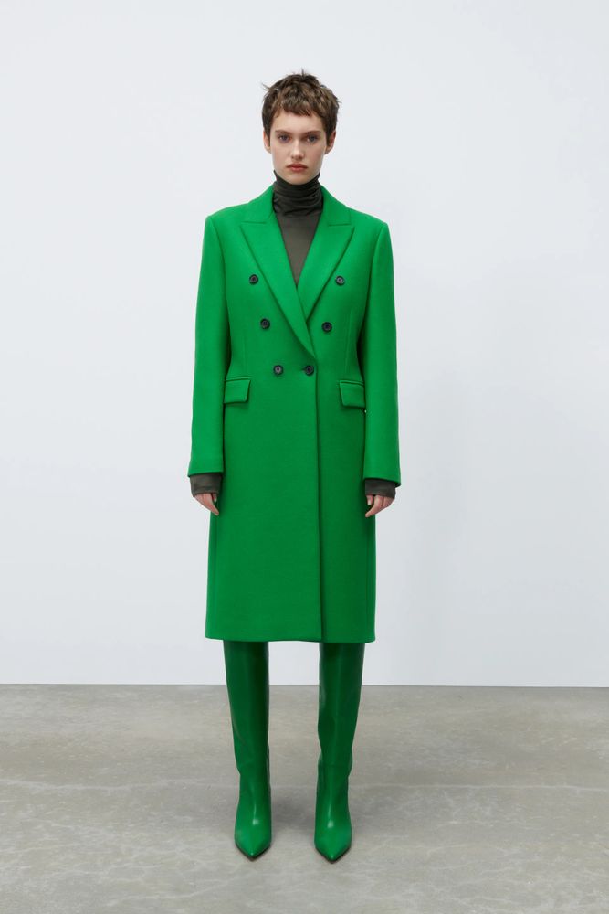 zara manteau vert femme