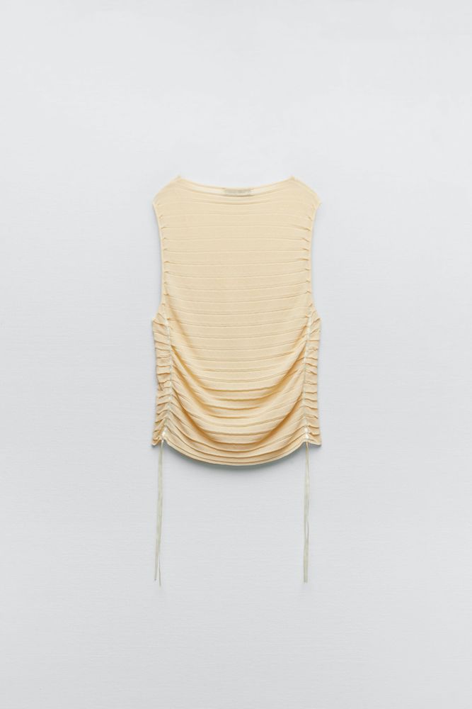 KNIT TOP WITH RUCHED SIDES