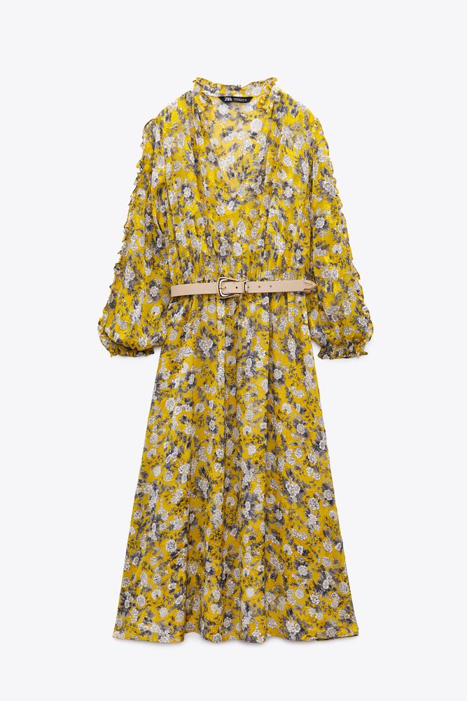 Zara FLORAL JACQUARD PRINT DRESS