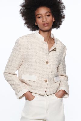 zara combination textured blazer