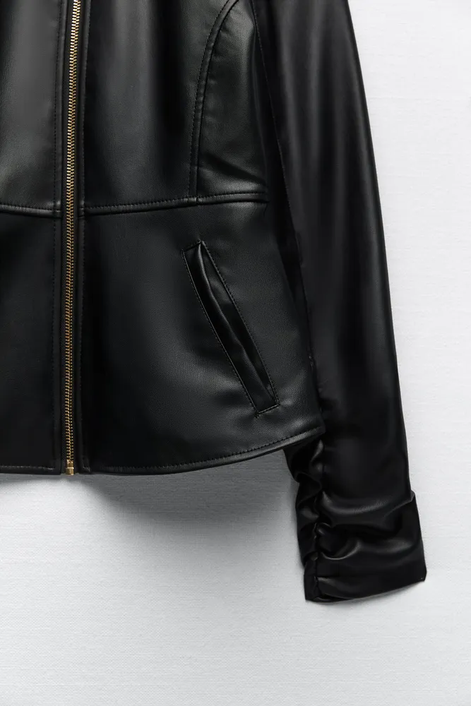 FAUX LEATHER FITTED JACKET