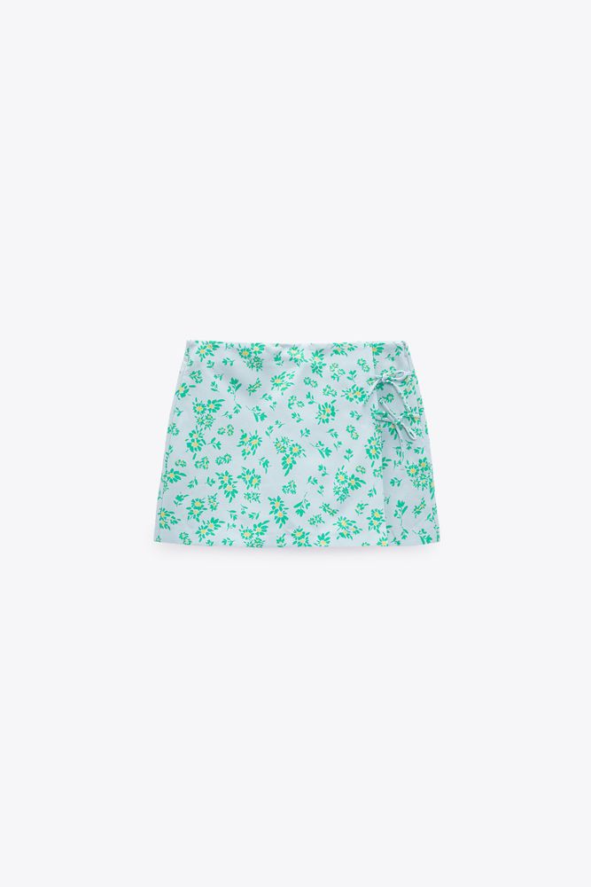 PRINTED LINEN BLEND SKORT