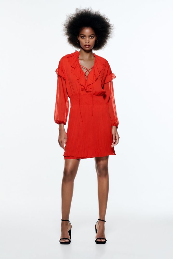 zara short ruffle dress