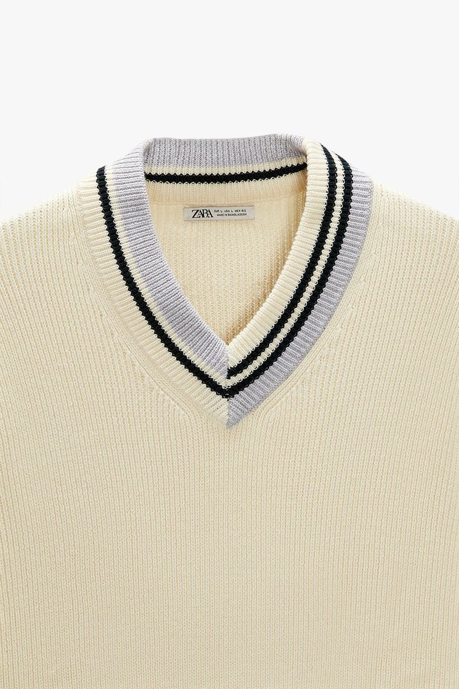 SWEATER WITH CONTRASTING RIB TRIM