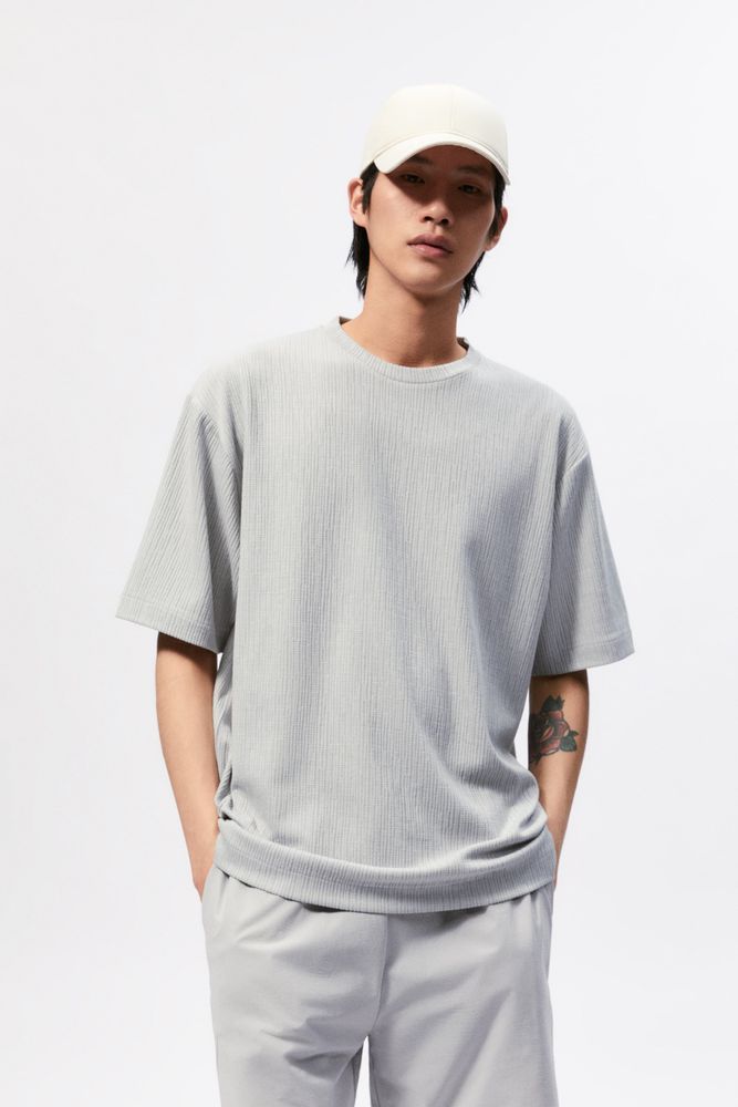 UNEVEN RIBBED T-SHIRT