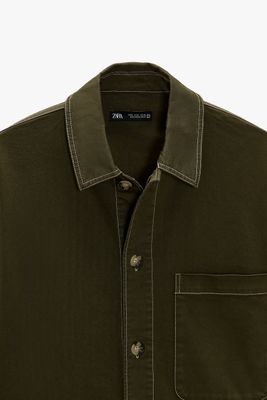 OVERSHIRT WITH CONTRASTING TOPSTITCHING