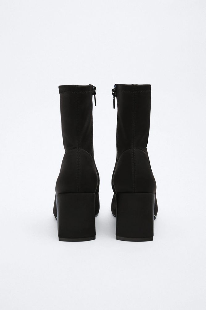FITTED FABRIC HEELED ANKLE BOOTS