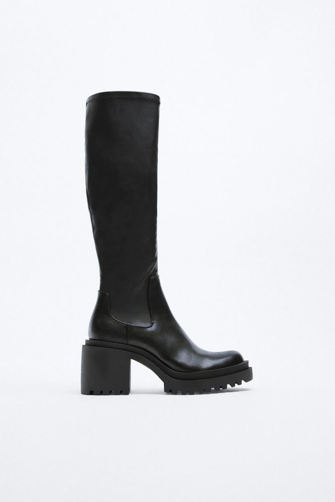 FITTED HEELED KNEE HIGH BOOTS