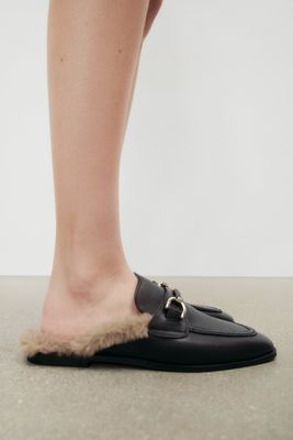 OPEN BACK FLAT LINED LOAFERS