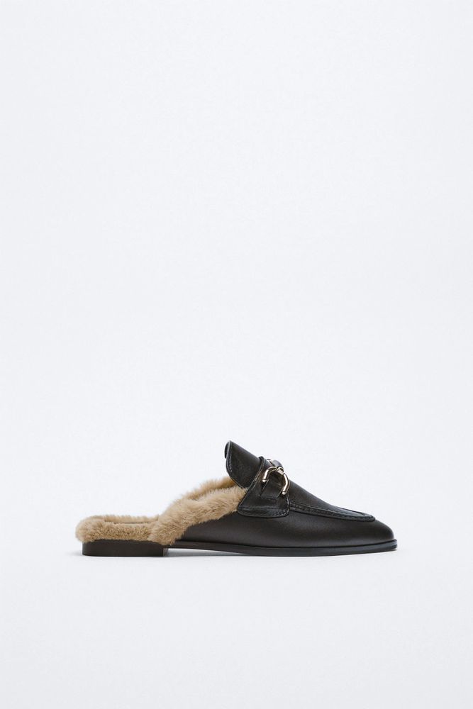 OPEN BACK FLAT LINED LOAFERS