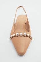 FLAT LEATHER SLINGBACK SHOES WITH PEARLS