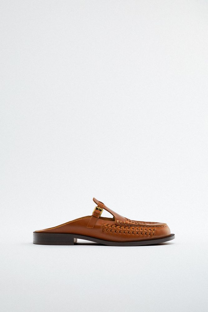 LEATHER SLIDE LOAFERS