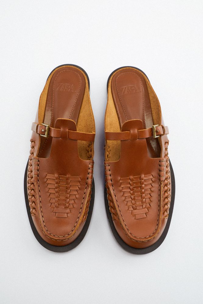 LEATHER SLIDE LOAFERS